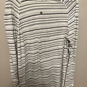 Lululemon Athletica Black and White Striped Long Sleeve Top